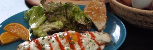 "Croque Gallina" with NM red chile